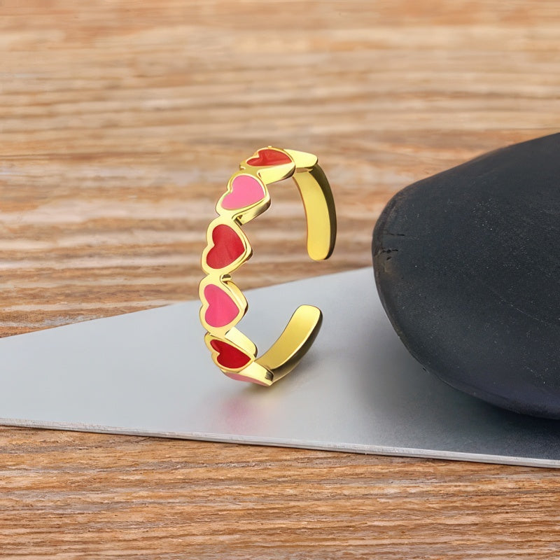 Ring 6 Hearts Women's Gold Ring