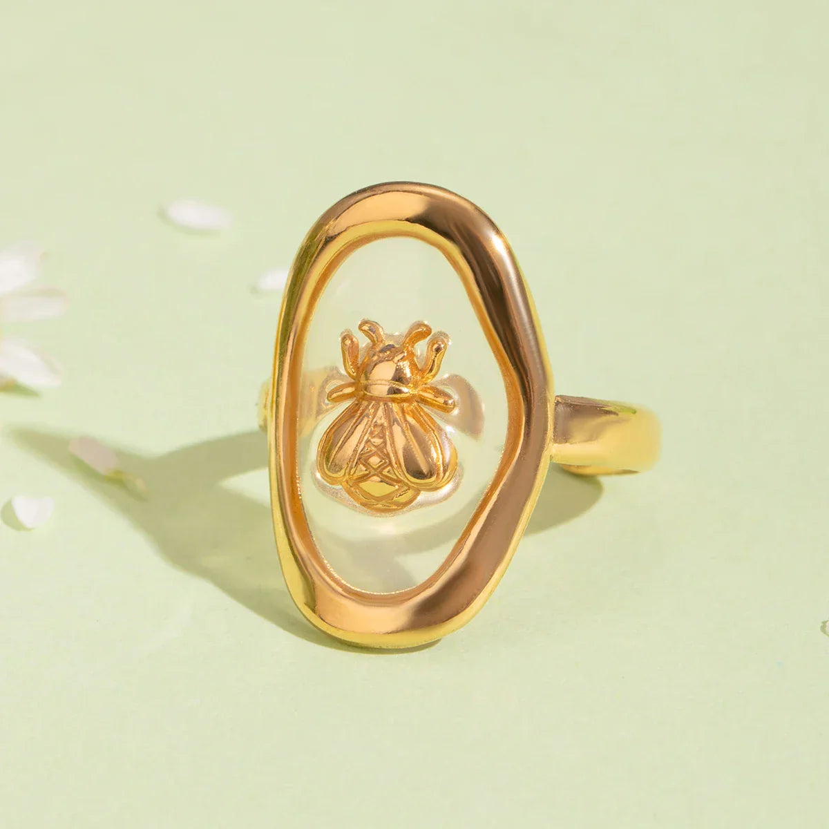 Wide bee ring for women