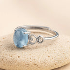 Adjustable Ring "Sea Crystal" in Aquamarine