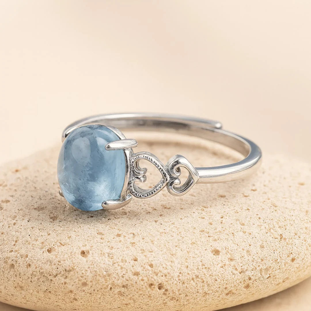 Adjustable Ring "Sea Crystal" in Aquamarine