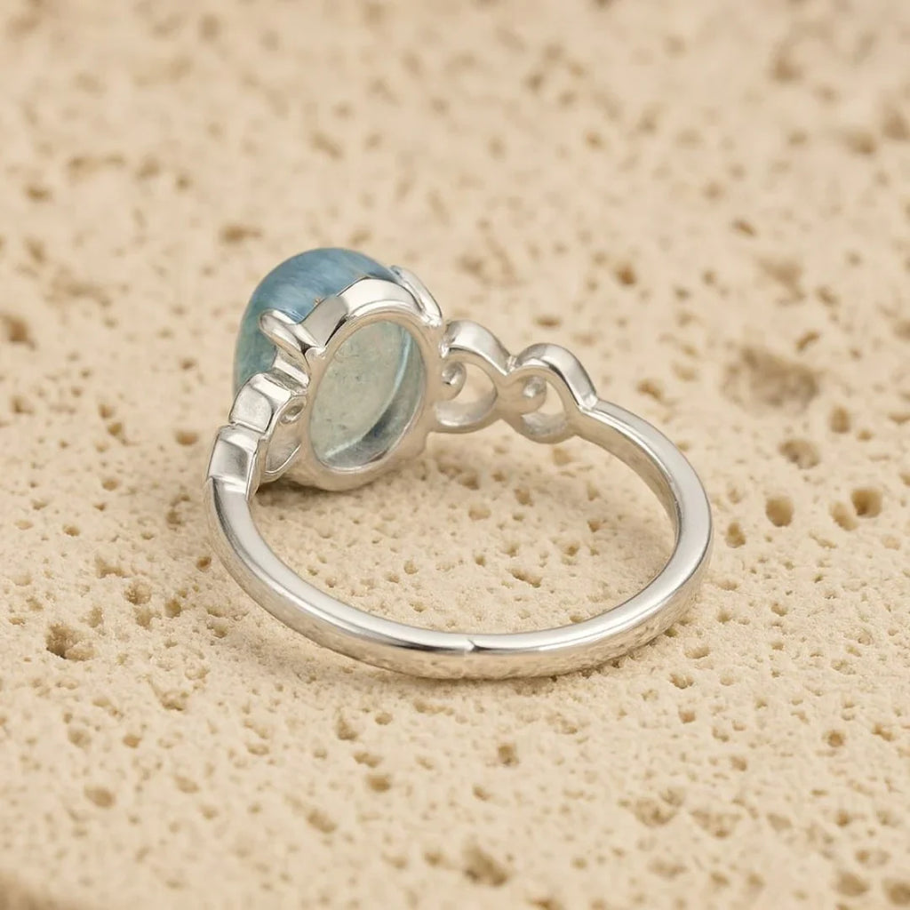 Adjustable Ring "Sea Crystal" in Aquamarine