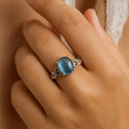 Adjustable Ring "Sea Crystal" in Aquamarine
