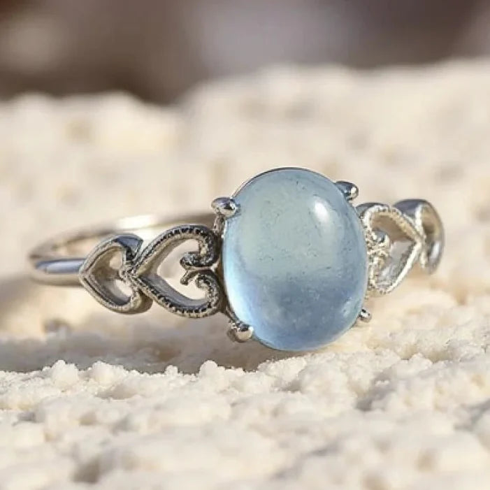 Adjustable Ring "Sea Crystal" in Aquamarine