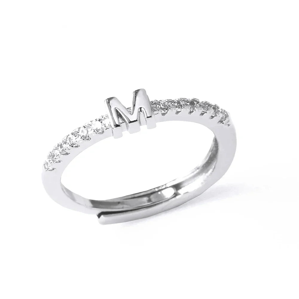 Adjustable women's ring with initial - letter