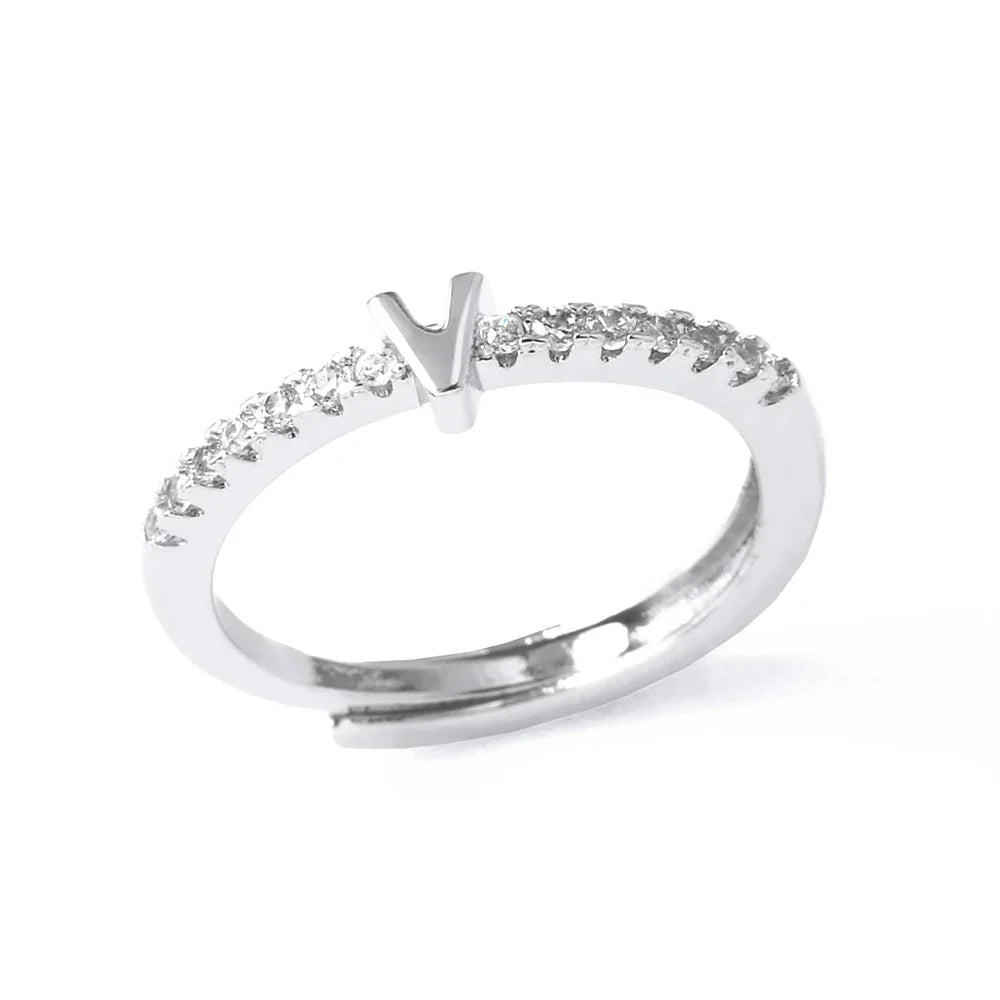 Adjustable women's ring with initial - letter
