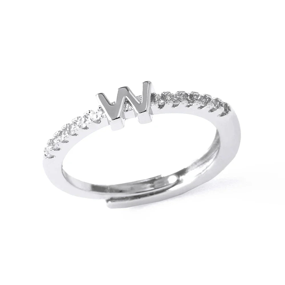 Adjustable women's ring with initial - letter