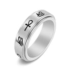 Egyptian Pattern Anti-Stress Spinner Ring silver