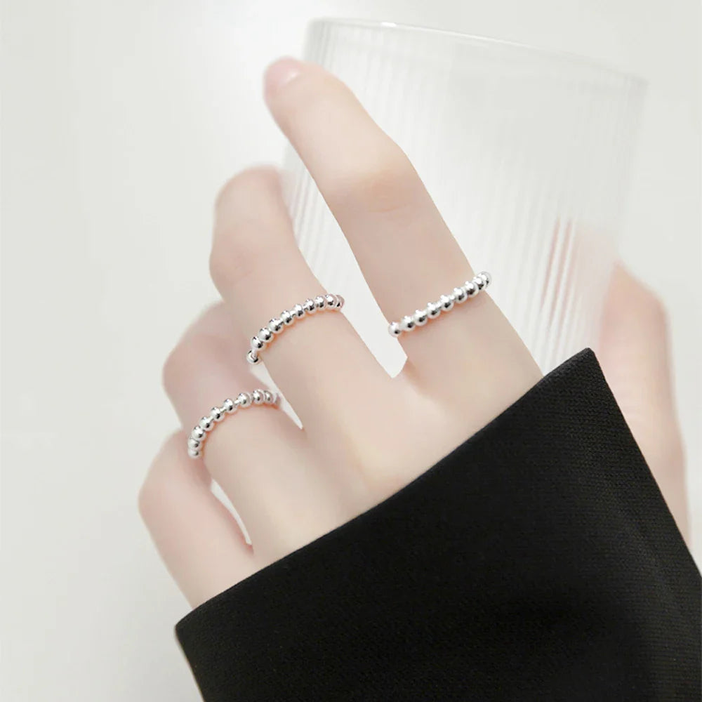 Anti-Stress Ring with Rotating Beads for Men or Women silver