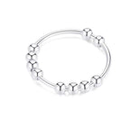 Anti-Stress Ring with Rotating Beads for Men or Women silver