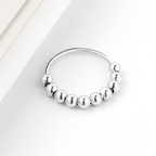 Anti-Stress Ring with Rotating Beads for Men or Women silver
