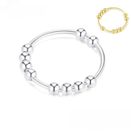 Anti-Stress Ring with Rotating Beads for Men or Women silver