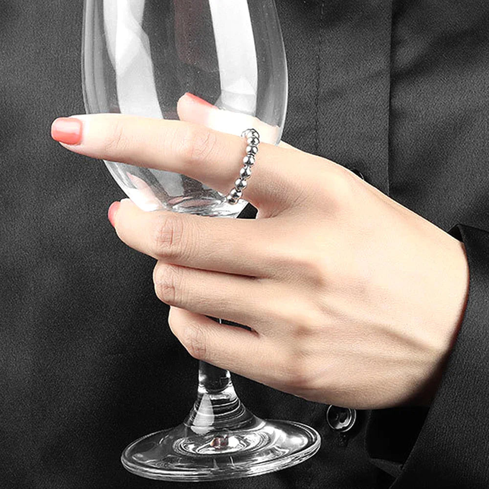 Anti-Stress Ring with Rotating Beads for Men or Women silver