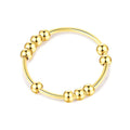 Anti-Stress Ring with Rotating Beads for Men or Women gold