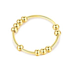 Anti-Stress Ring with Rotating Beads for Men or Women gold