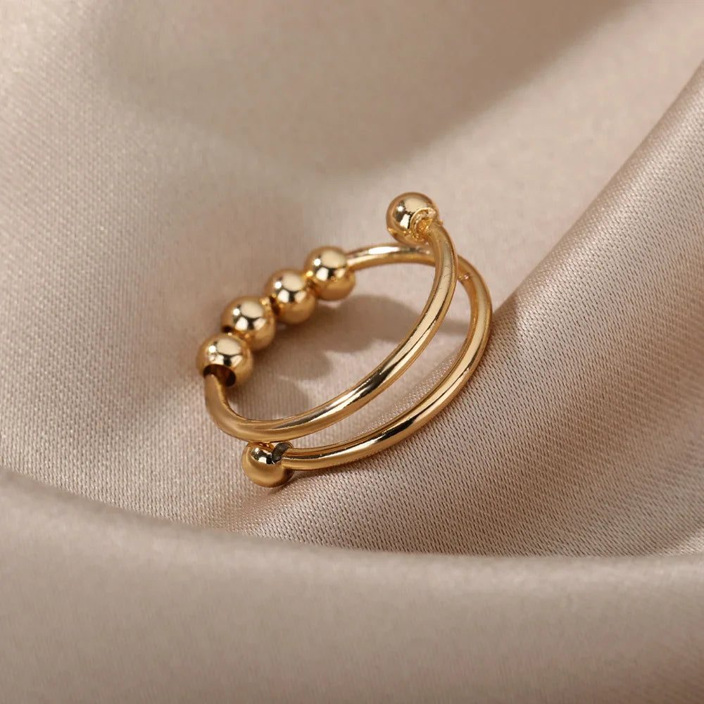 Spinning Beads Anti-Stress Band Ring gold
