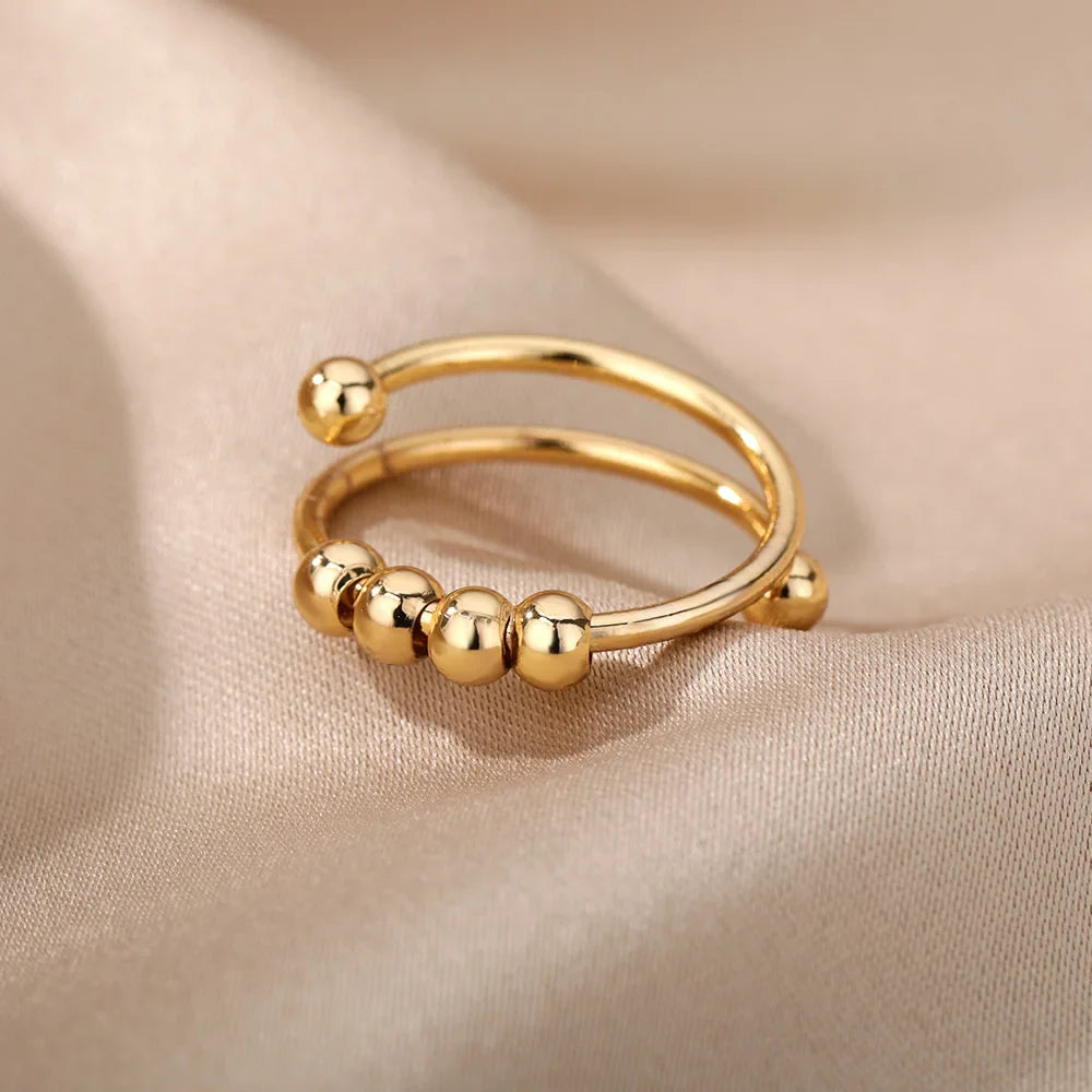 Spinning Beads Anti-Stress Band Ring gold