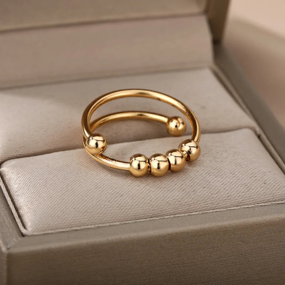 Spinning Beads Anti-Stress Band Ring gold