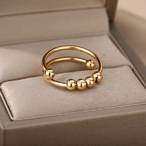 Spinning Beads Anti-Stress Band Ring gold