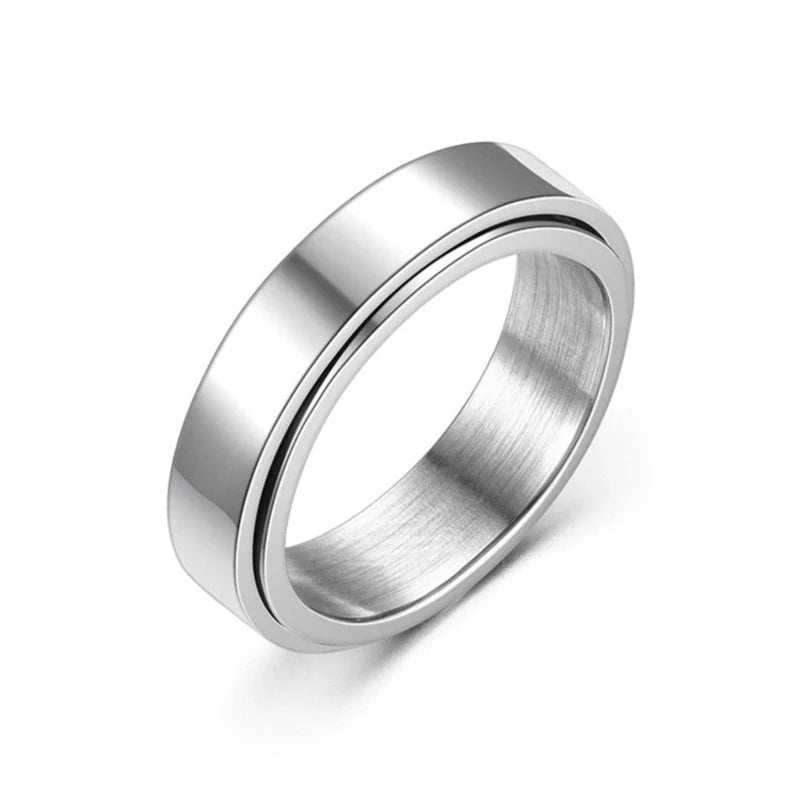 Women’s Anti-Stress Rotating Band Ring Silver