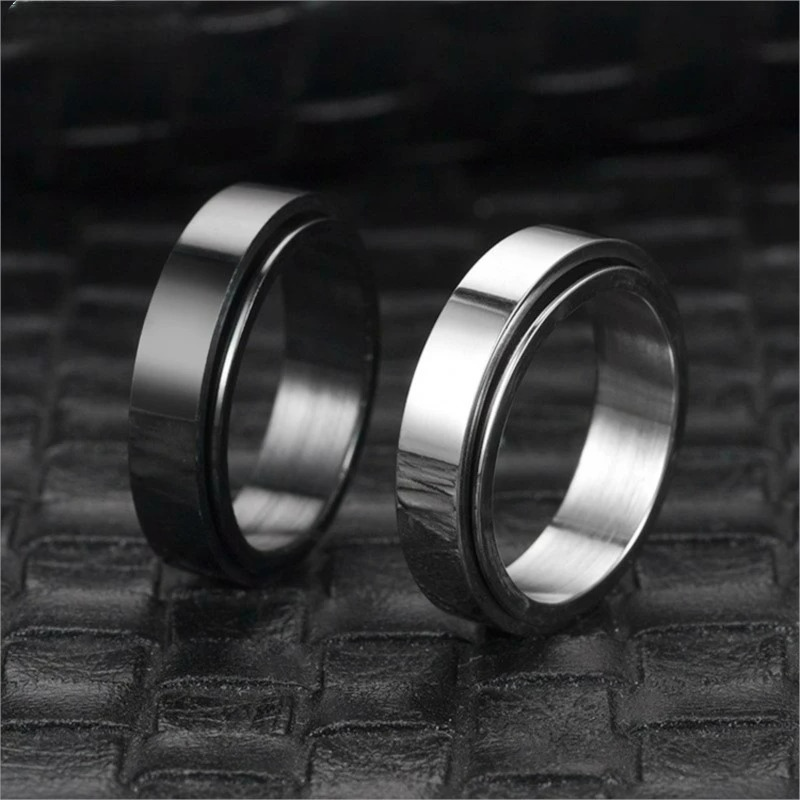 Women’s Anti-Stress Rotating Band Ring Black