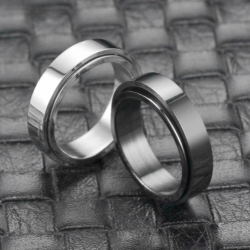 Women’s Anti-Stress Rotating Band Ring Silver
