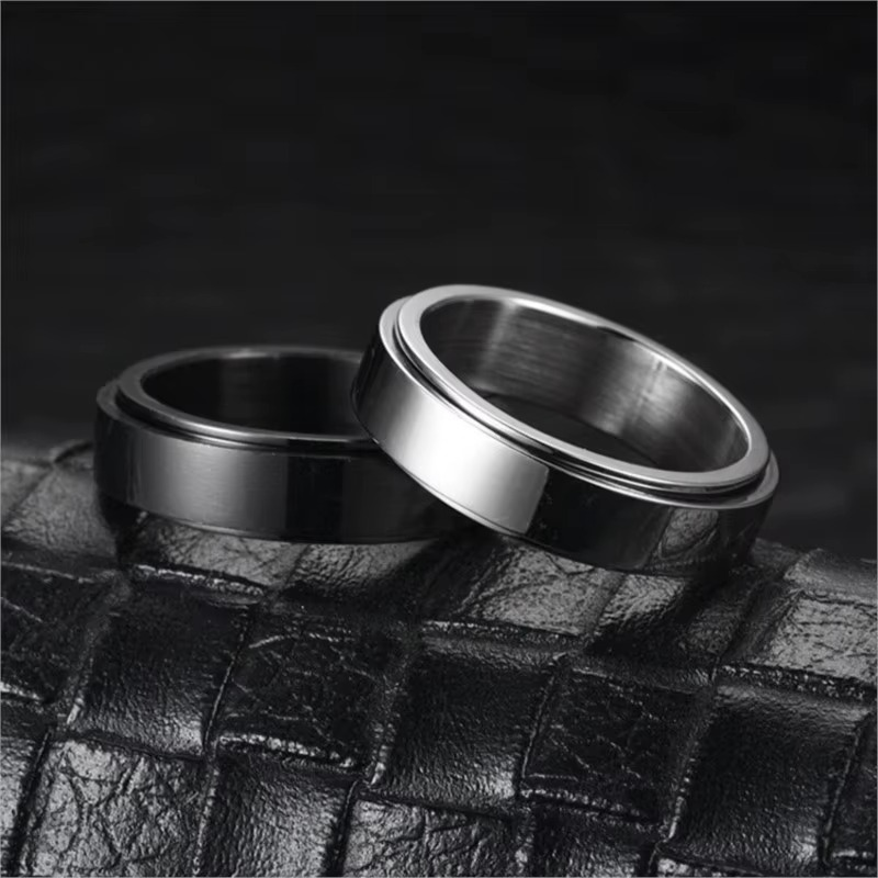 Women’s Anti-Stress Rotating Band Ring Black