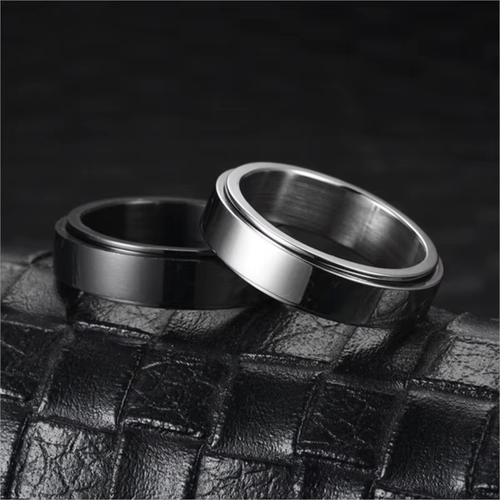 Women’s Anti-Stress Rotating Band Ring Black