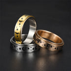Stress-Relief Spinner Ring Stars and Moons rose gold