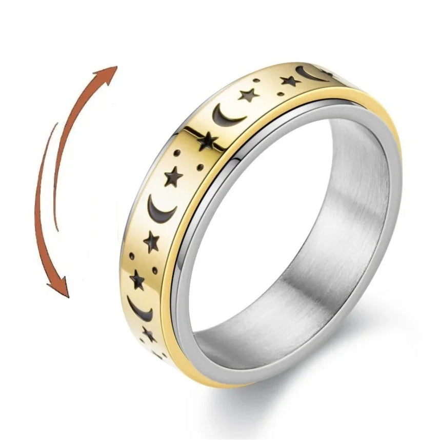 Anti-Stress Rotating Ring with Stars and Moons