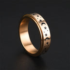 Stress-Relief Spinner Ring Stars and Moons rose gold