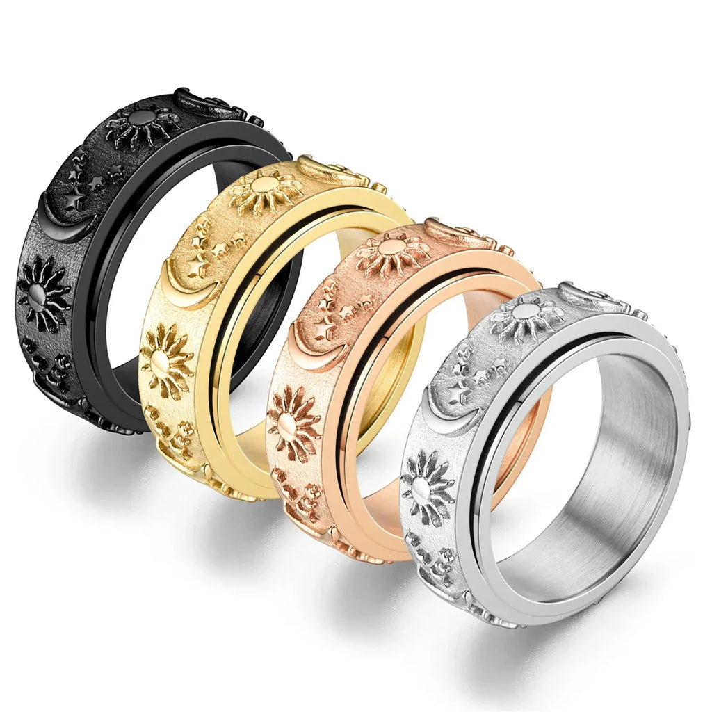 Rose Gold Moon and Sun Rotating Anti-Stress Ring