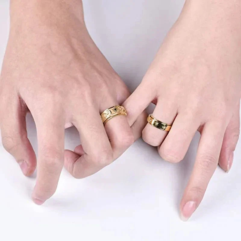 Gold Moon and Sun Rotating Anti-Stress Ring