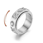 Silver Moon and Sun Rotating Anti-Stress Ring