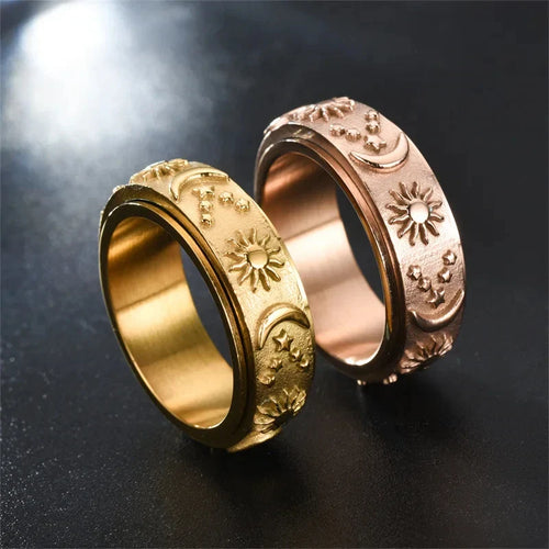 Rose Gold Moon and Sun Rotating Anti-Stress Ring
