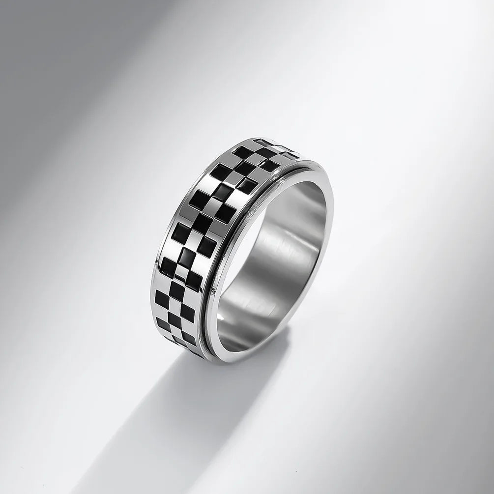 Anti-Stress Rotating Ring with Black Squares