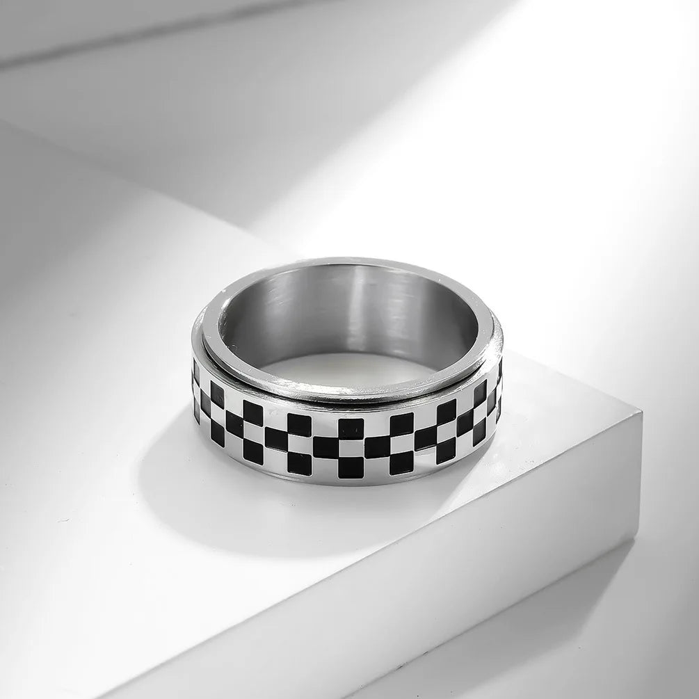 Anti-Stress Rotating Ring with Black Squares