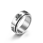 Silver Rotating Stress-Relief Cats Band Ring