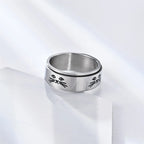 Silver Rotating Stress-Relief Cats Band Ring