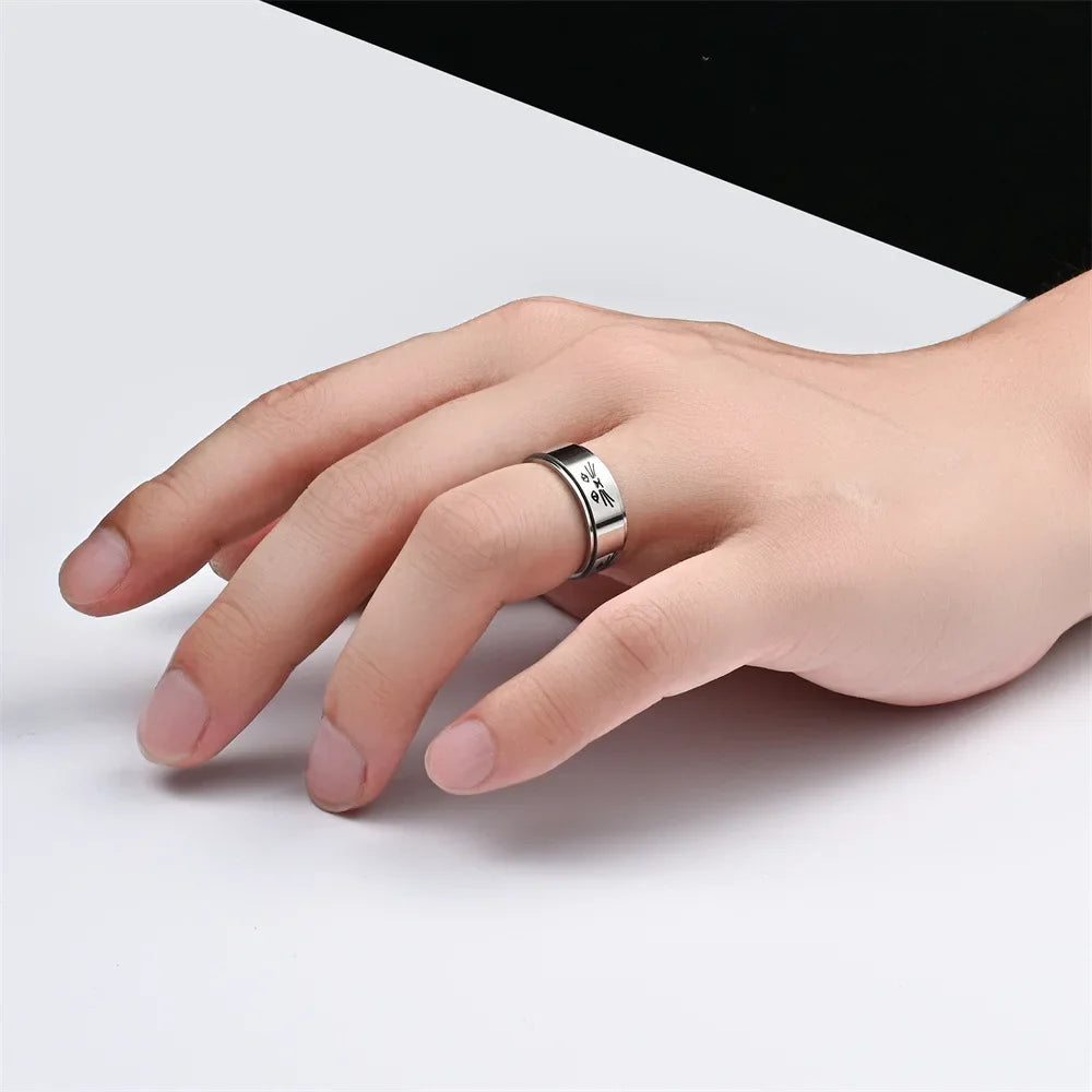 Silver Rotating Stress-Relief Cats Band Ring