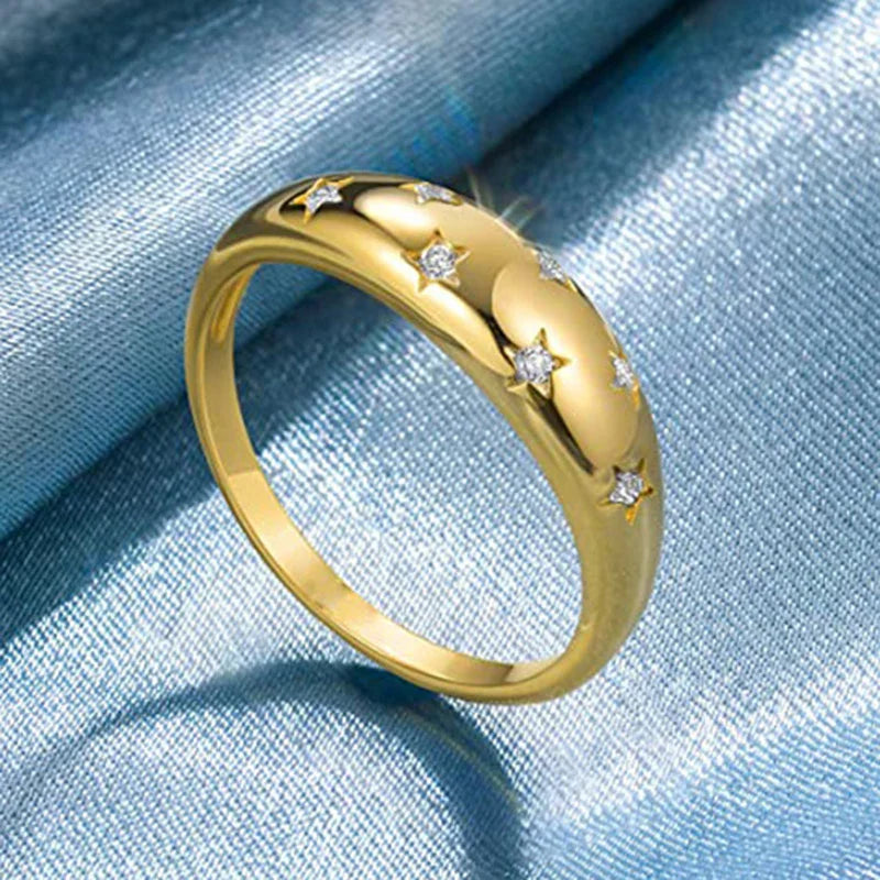 Ring with Zircon Star Band 