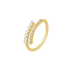 Ring with White Pearls and Rhinestones