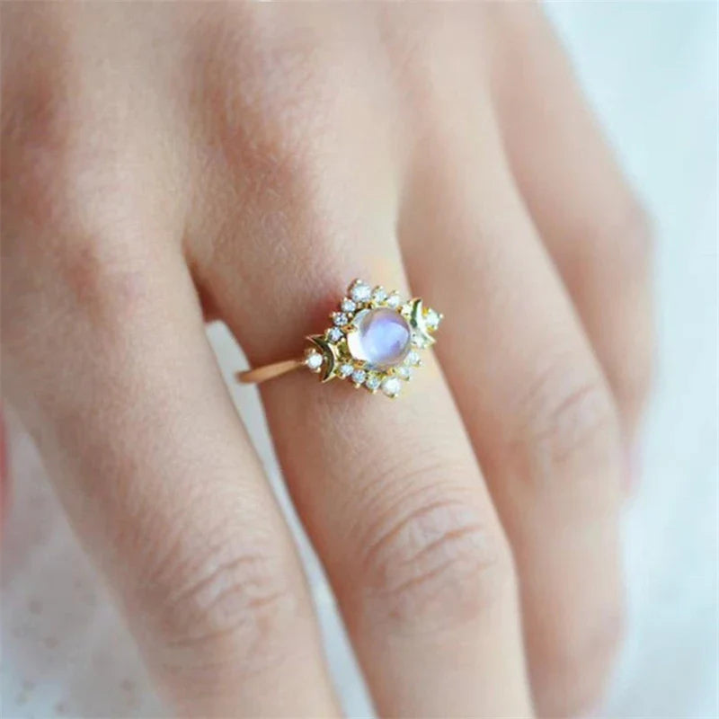 Ring with Moonstone Rhinestone