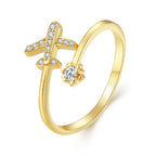 Real Sterling Silver Plane Ring for Women gold
