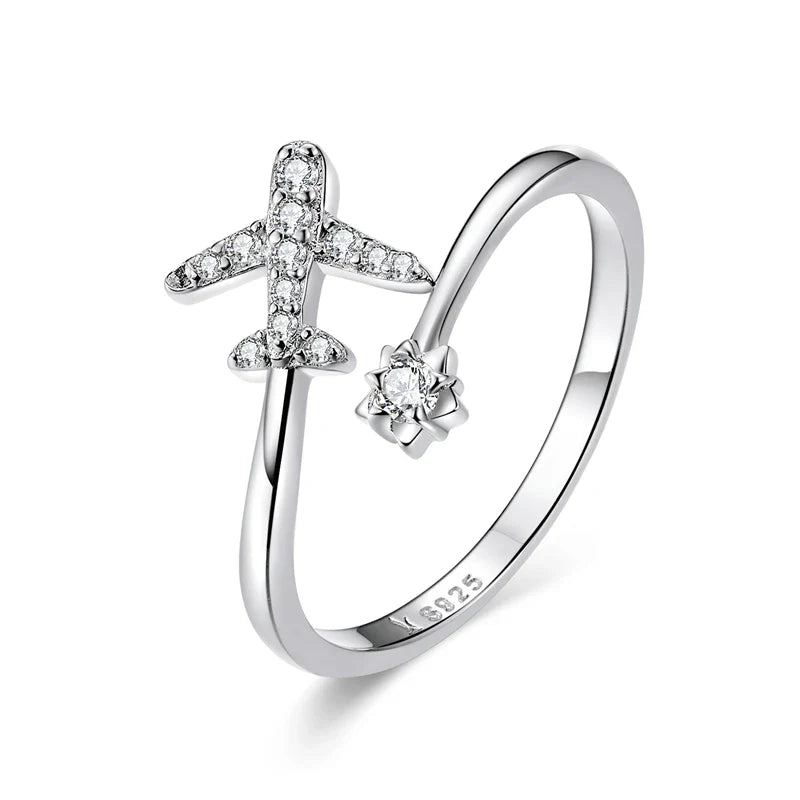 Real Sterling Silver Plane Ring for Women silver