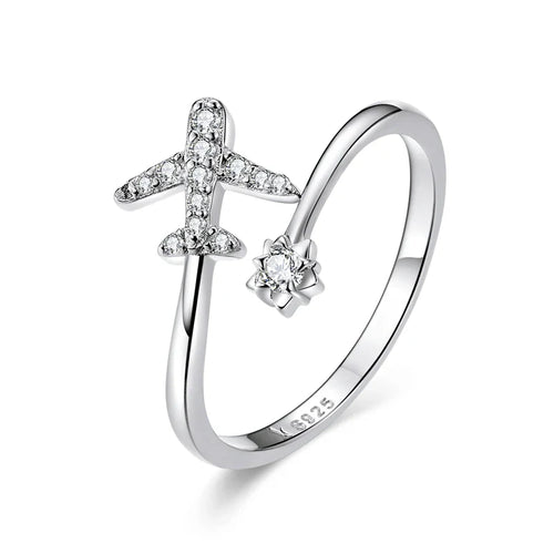 Real Sterling Silver Plane Ring for Women silver