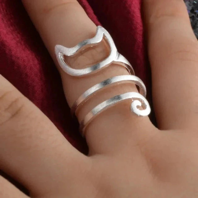 Cat Ring Silver Band