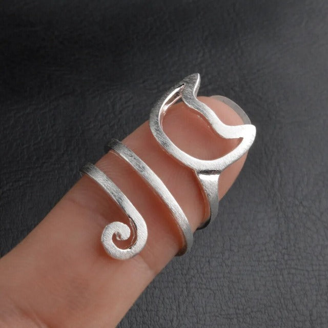 Cat Ring Silver Band