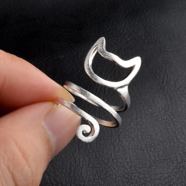 Cat Ring Silver Band
