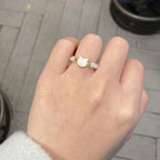 Cat Stone Band Ring White