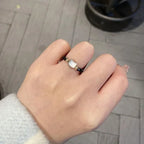 Cat Stone Band Ring Black